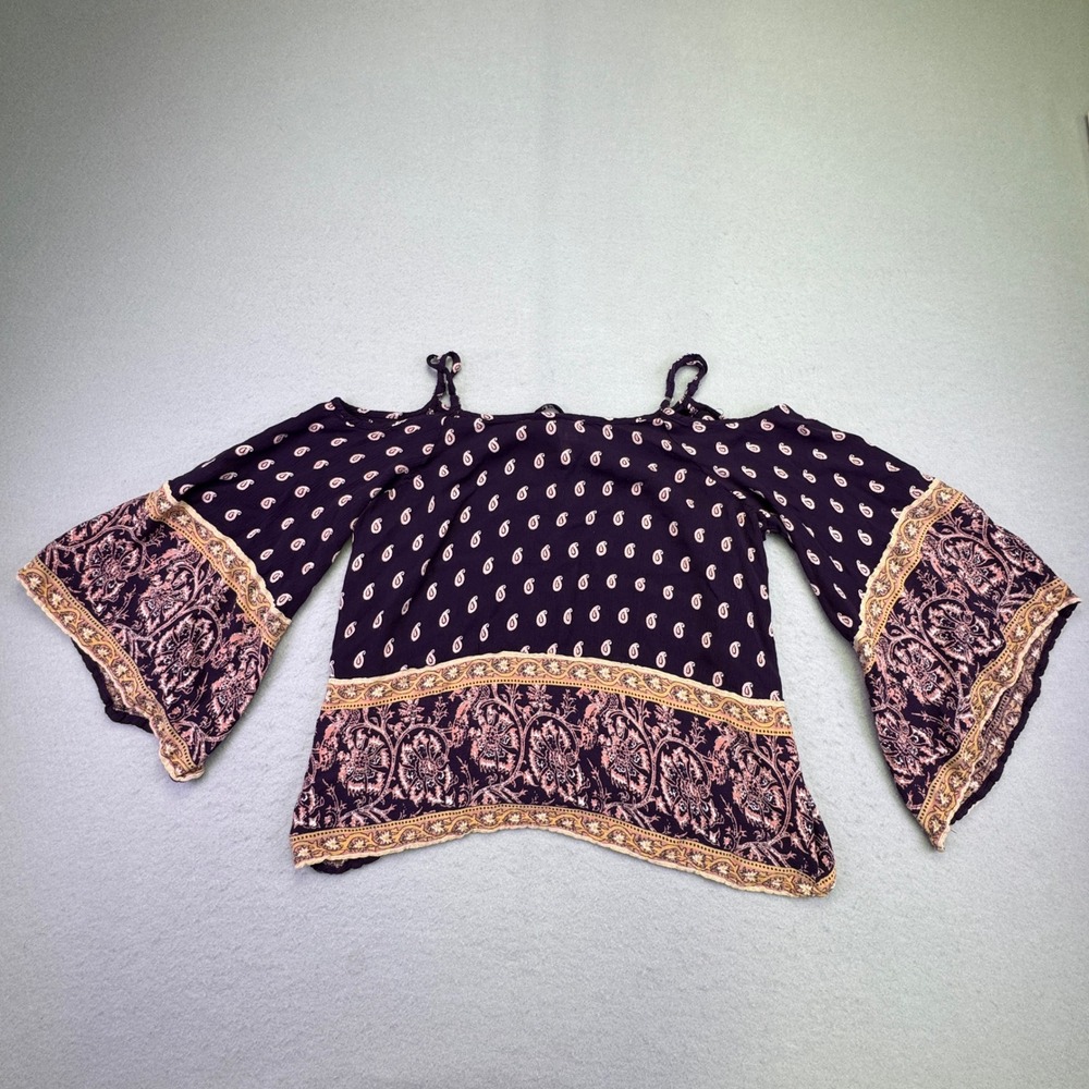 Live 4 Truth Shirt‎ Women's Large Paisley Cold Shoulder Bell Sleeve Peasant Top - Picture 6 of 6